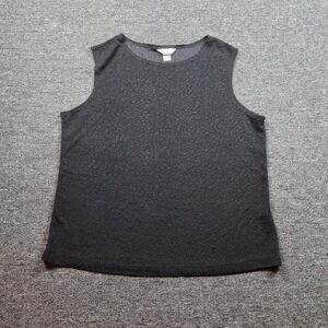CJ Banks Sleeveless Top Womens 1X Black Textured Print Office Casual